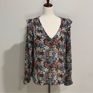 Loft Floral V-Neck Women's Top Size M